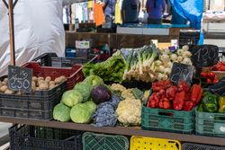 Vegetables laid out for sale in market