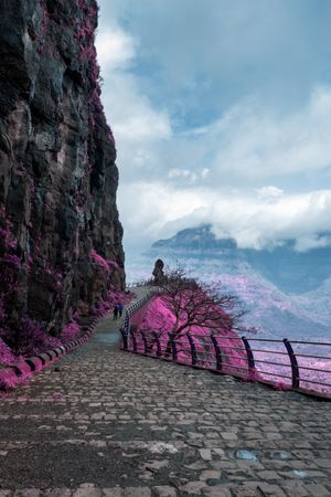 Beautiful infrared landscape of a scenic view at Malshej Ghat in Maharashtra, India