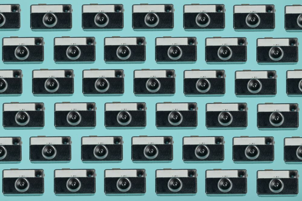 Pattern of retro photo cameras