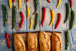 Set of patties near chili peppers