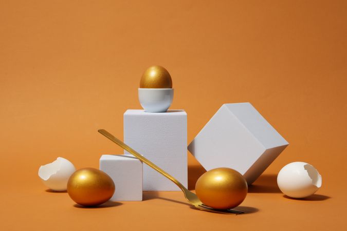 Pension rewards, returns and investment funding concepts, golden eggs