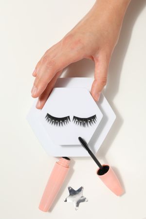 concept of cosmetology tools and beauty treatment, false eyelashes