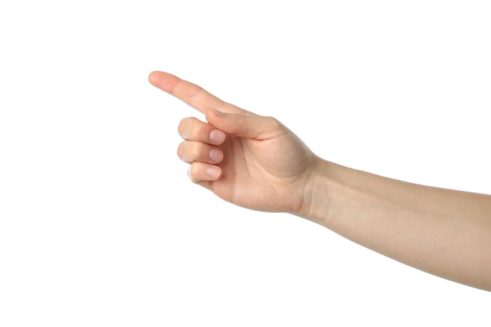 Female hand isolated on plain background. Gestures