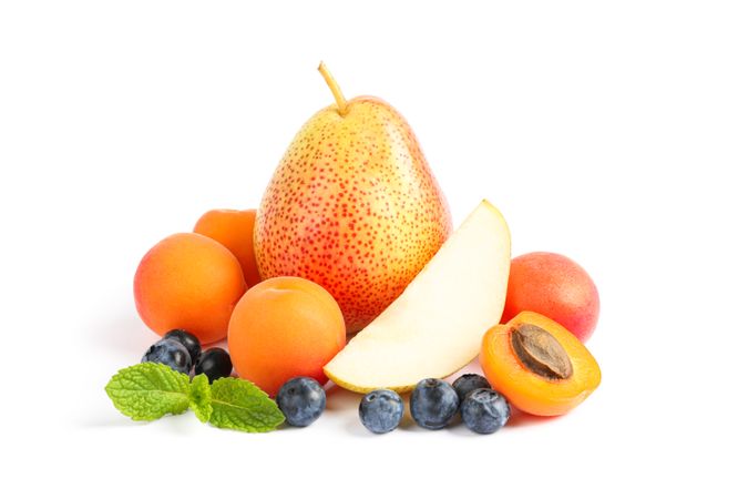 Group of sweet fruits isolated on blank background