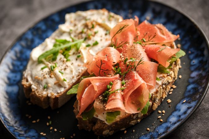 Appetizing fresh bruschetta served on plate