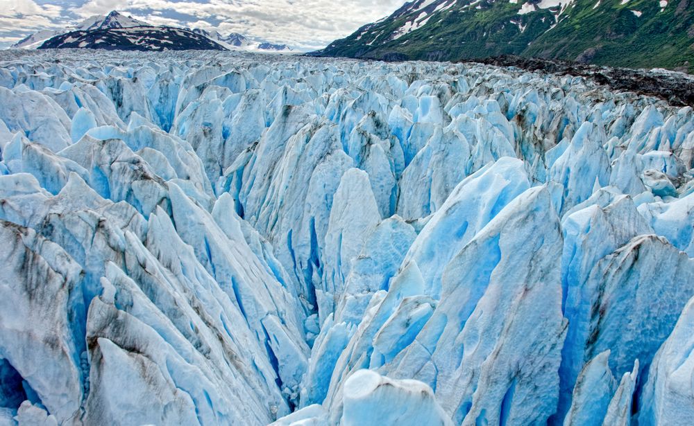 Bright blue glacier in Prince William Sound, Alaska