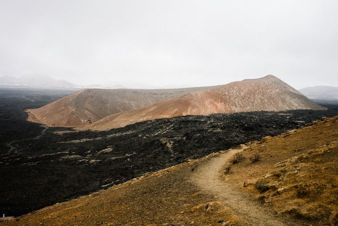 Rugged path in Lanzarote's landscape