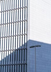 Building windows with shadow and street light