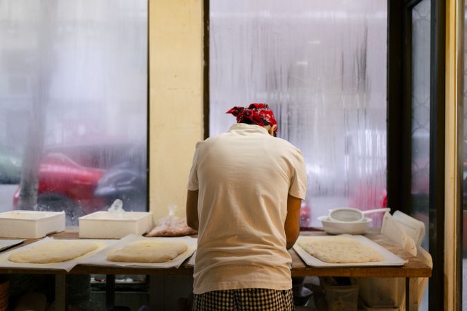 Baker working on the doughs