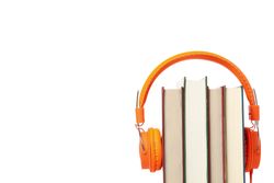 Concept of audiobook, isolated on light background