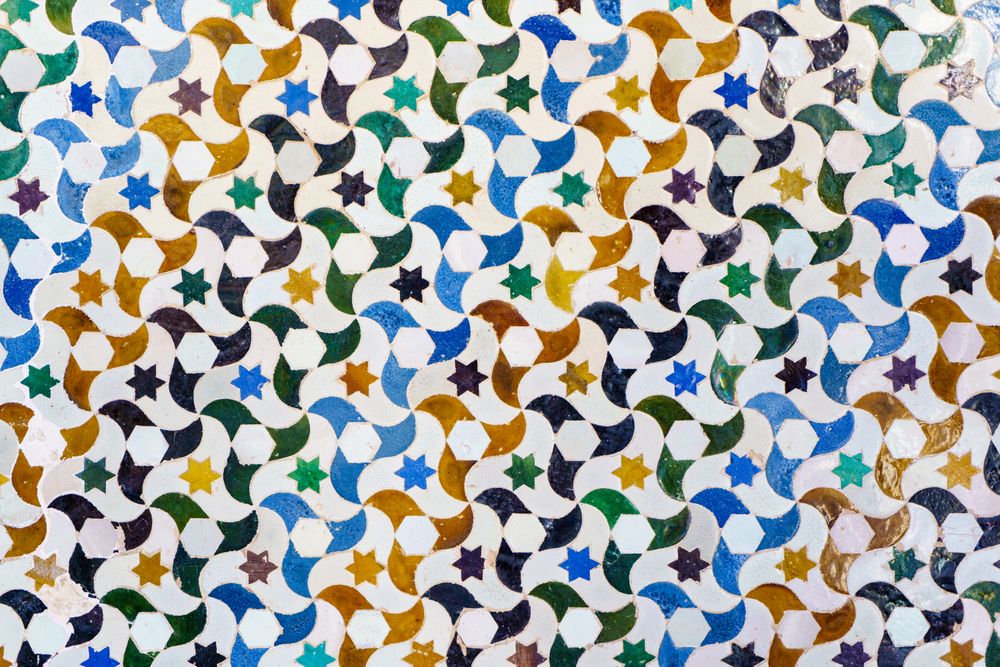 Ceramic patterned walls in the Alhambra of Granada