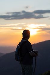 Man walking on the mountain
