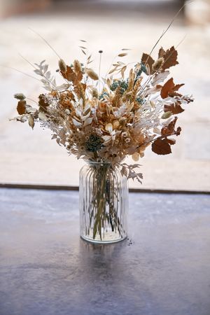 Bouquet of dried flowers on terrace