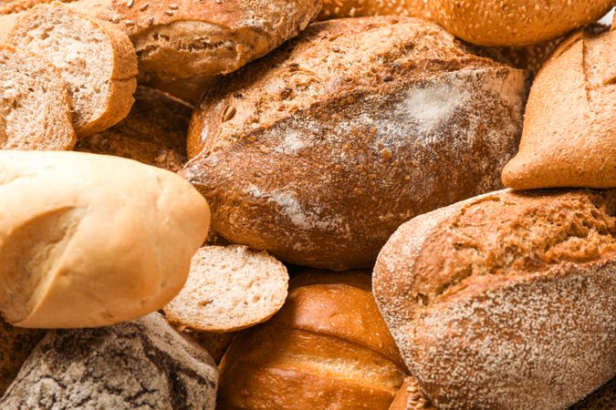 Different bakery products as background, closeup