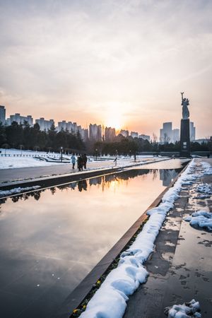 Man made lake in winter