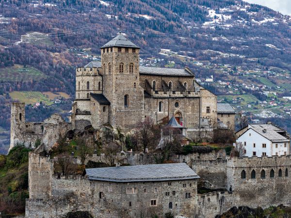 The Valere basilica , fortified church in Sion , canton of Valais