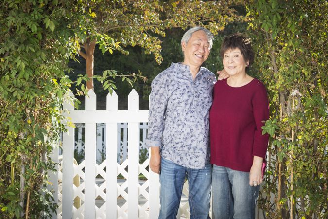 Chinese Couple In Their Garden