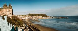 Picturesque seacoast back bay in Yorkshire, England