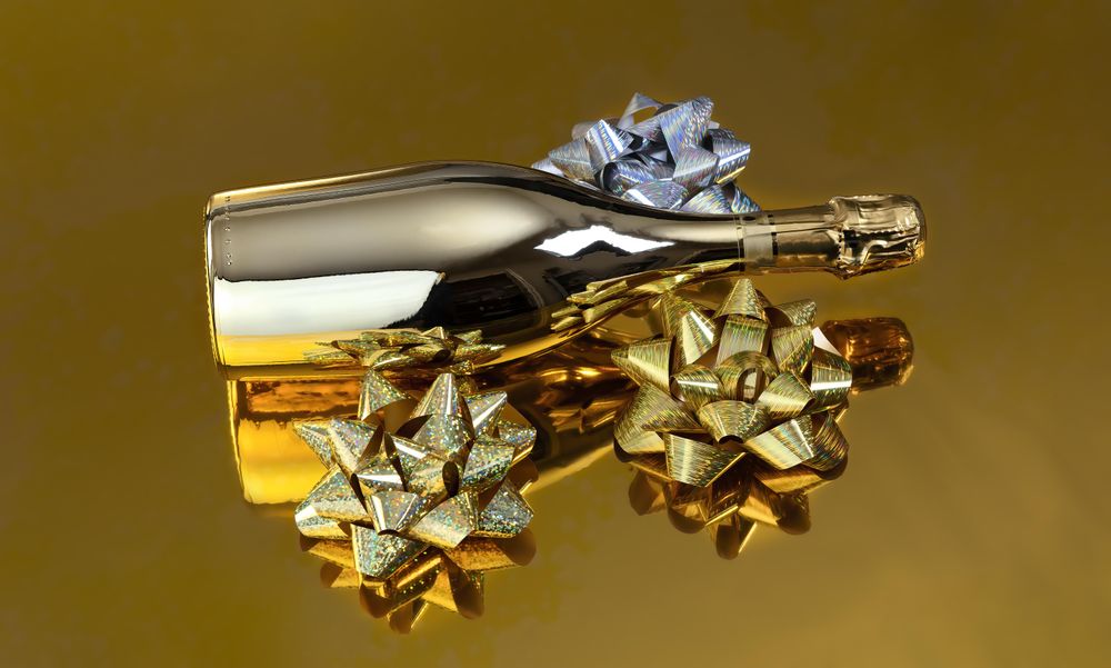 New Years celebration on golden background
