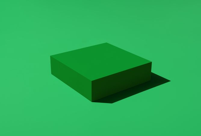 Green cube minimalist on vibrant background