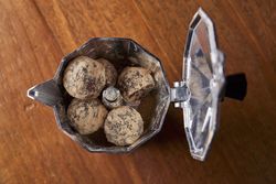 Sweet truffles in moka pot