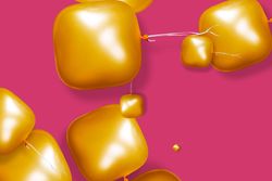 Multiple square orange balloons