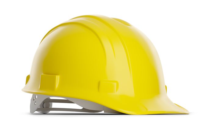 Yellow Construction Hard Hat Isolated on a Plain Background.