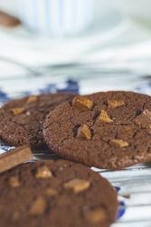 Close-up of sweet chocolate chip cookies