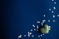 Blue Valentine day concept with heart decoration and confetti