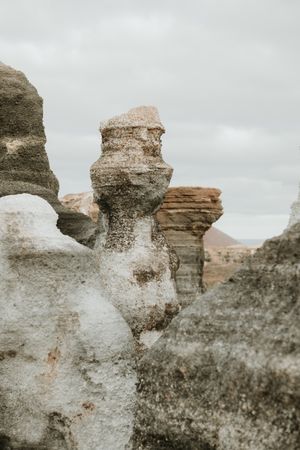 Cloudy sky over stone pillars