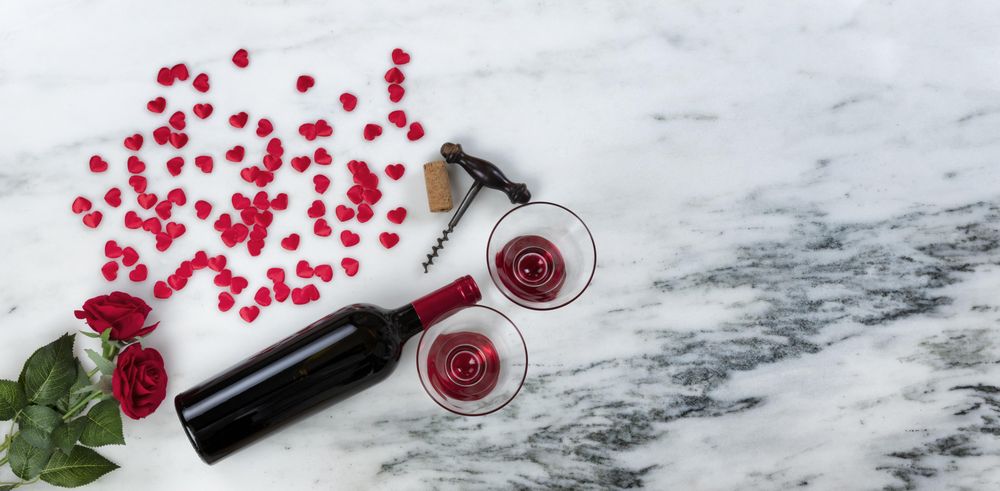 Celebrate Valentine’s with gifts on marble stone background