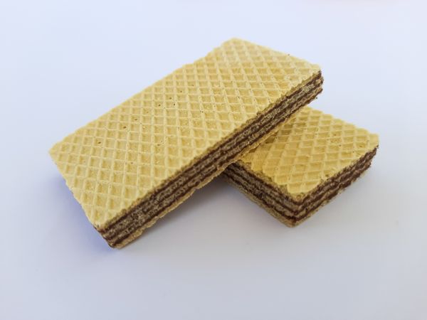 Chocolate Wafer Biscuits on Plain Background
