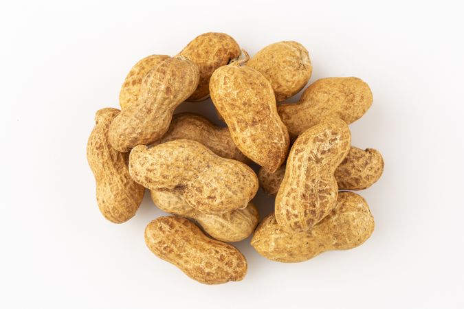 Dry peanut on the white background.
