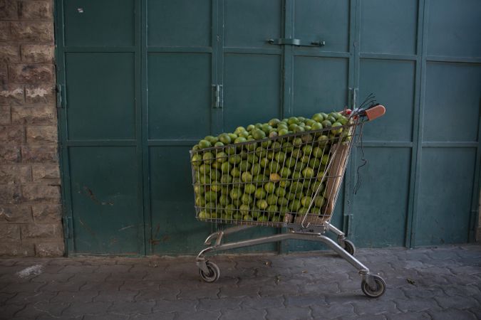 Shopping cart filled with limes