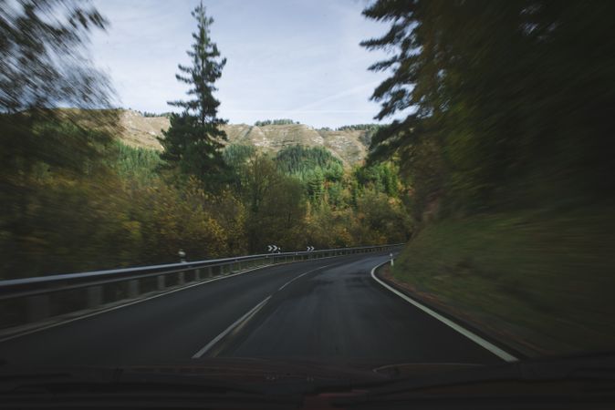 Road in between mountains