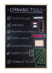 Drawing tools over chalkboard background