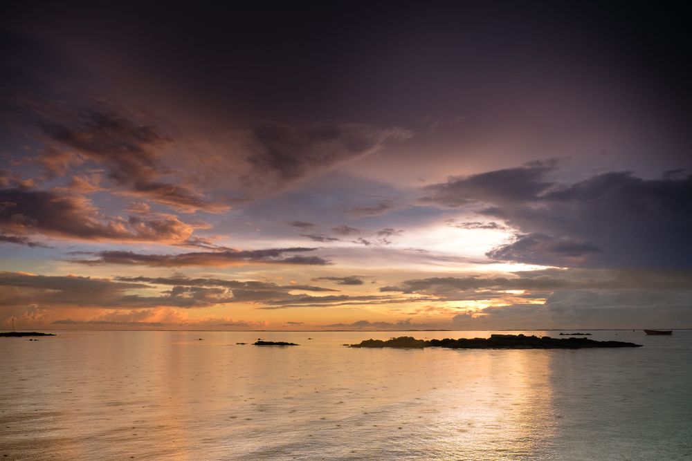 Beautiful colorful sunset overlooking the Indian Ocean