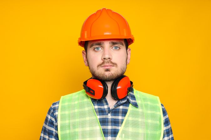 Young man civil engineer in safety hat
