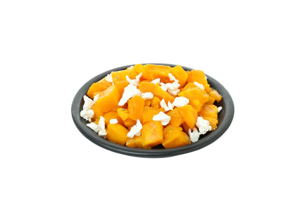 Baked pumpkin isolated on blank background