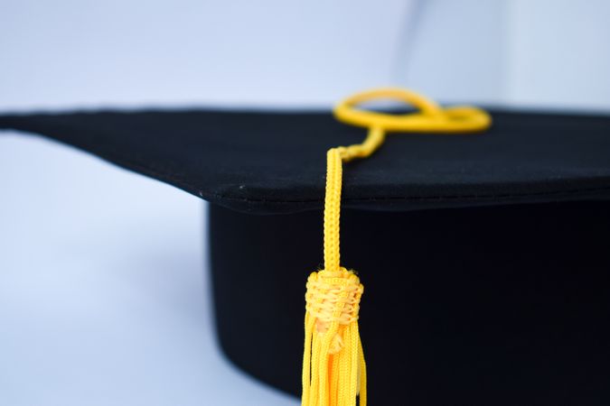 Close up of tassel on graduation cap
