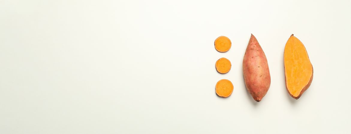 Concept of vegetables, sweet potato, space for text
