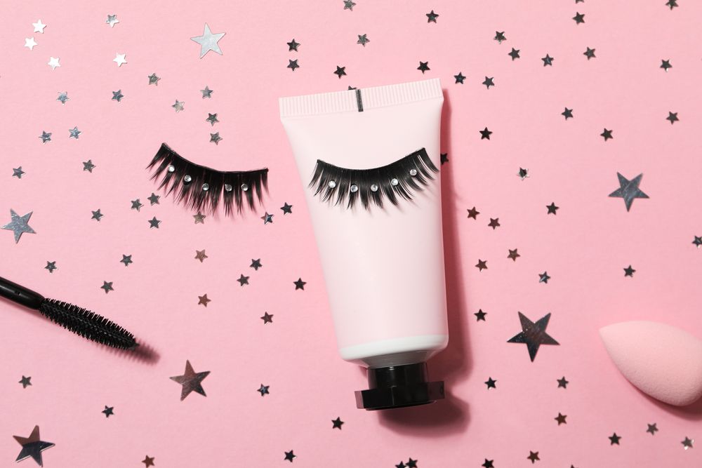 False eyelashes, concept of different makeup accessories