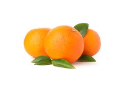 Ripe sweet mandarins isolated on light background