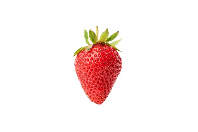 Tasty red strawberry isolated on plain background. Summer berry