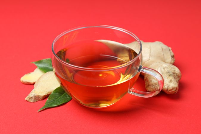 Cold treatment, healthcare concept - tea with ginger