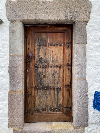 Patmian door with ancient iron bolts