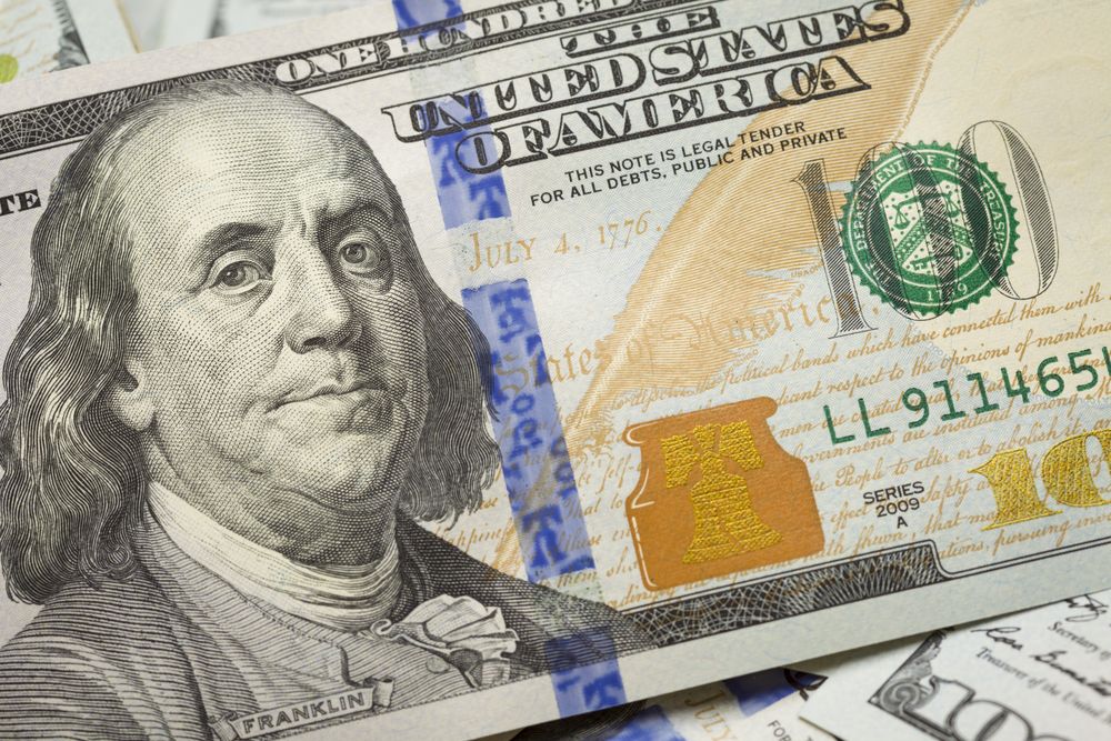 Abstract Detail of Newly Designed United States One Hundred Dollar Bill