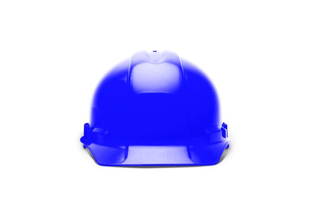 Blue Construction Safety Hard Hat Facing Forward Isolated