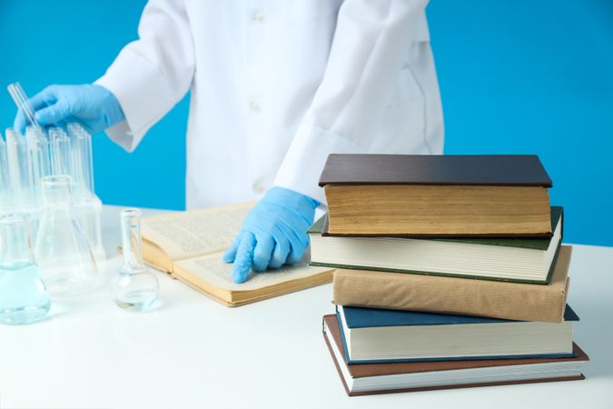 Concept of different professional books - medicine books