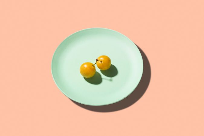 Fresh Yellow plum mirabelle fruit in plate